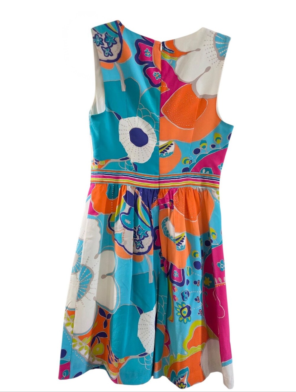 Trina Turk 100% Silk Vibrant Floral Split-Neck Mini Dress Size 6 - Picture 5 of 11